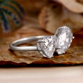 SEREN Heart & Pear Moissanite Two Stone Engagement Ring Unique Toi et Moi Ring